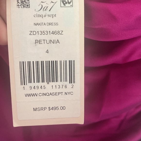 NWT Cinq a Sept Barbiecore Pink Asymmetrical Nikita Petunia Silk Dress - Picture 8 of 10